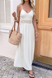 Lace-Trim Spaghetti Strap Midi Dress