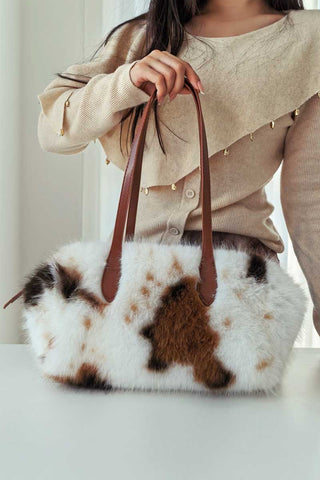 Faux Fur Double Handle Tote Bag