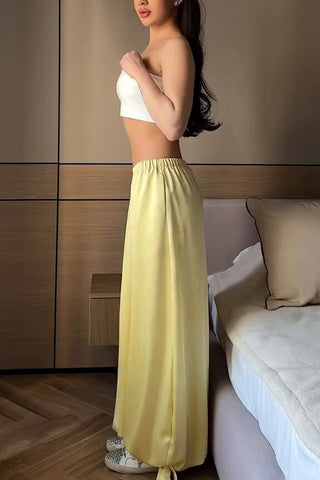 Smocked Waist Satin Balloon Pants