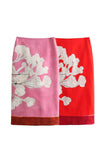Floral Print Contrast Hem Midi Skirt