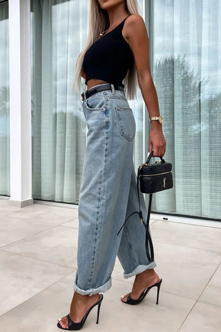 High-Waist Straight-Leg Jeans