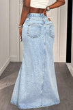 Wide-Leg Denim Pants