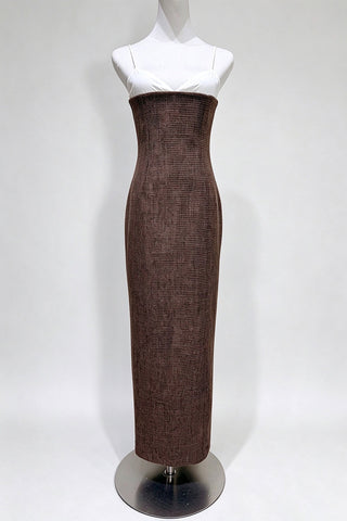 Sweetheart Neck Textured Bodycon Maxi Dress