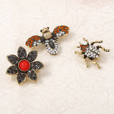 Insect Flower Brooch Set