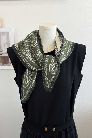 Paisley Print Knit Triangle Scarf