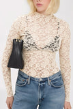 Floral Lace Mock Neck Long Sleeve Blouse