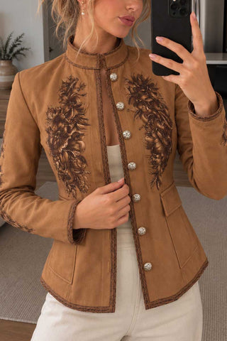 Vintage Floral Detail Military Jacket