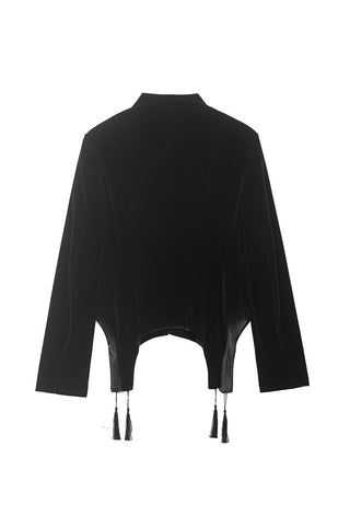 Velvet Frog Button Tassel Jacket