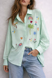 Patterned Button-Front Blouse