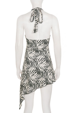 Zebra Print Halter Dress