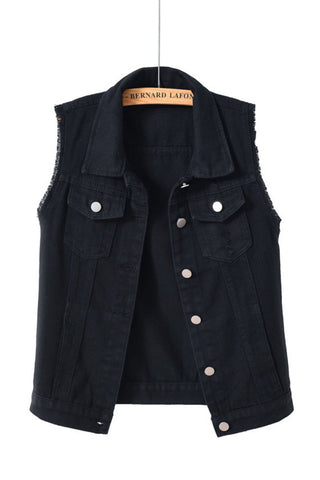 Sleeveless Collared Button-Front Vest