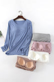 Long Sleeve Scoop Neck Bra Top