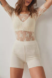 Sheer Floral Lace Fitted Top