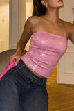 Sequin Strapless Crop Top