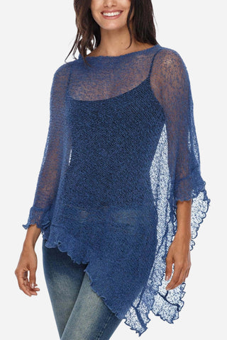 Sheer Asymmetric Hem Blouse