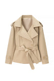 Notched Collar Belted Wrap Coat