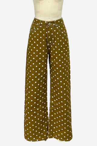 Polka-Dot Wide Leg Jeans