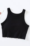 Built-in Cup Round Neck Sleeveless Crop Tank