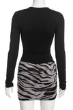 Keyhole Long Sleeve Zebra Mini Dress