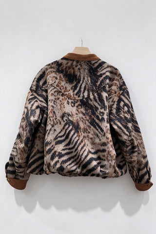 Animal Print Zip-Up Bomber Jacket