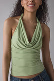 Ruched Halter Snake Print Tank