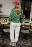 Striped Open Back Long Sleeve Sweater