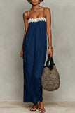 Floral Trim Spaghetti Strap Dress