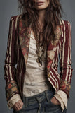 Striped Floral Patchwork Blazer