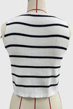 Striped Ribbed Bow-Front Sleeveless Vest