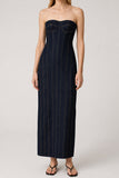 Pinstripe Strapless Corset Maxi Dress