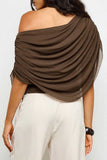 Ruched Off-Shoulder Draped Blouse
