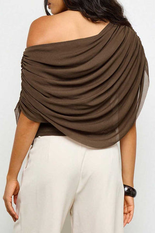 Ruched Off-Shoulder Draped Blouse