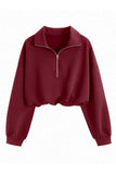 Zipper Collar Crop Sweatshirt