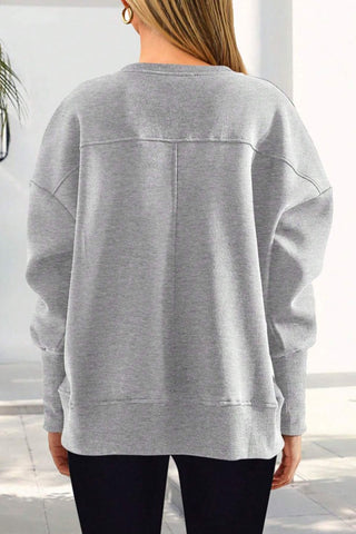 Crew Neck Side Slit Pullover