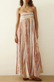 Striped Strapless Maxi Vacation Dress