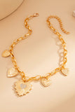 Multi-Charm Heart Pendant Chain Necklace