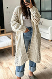 Open-Front Cable Knit Maxi Cardigan