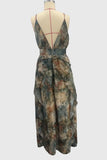 Tiered V-Neck Ruched Maxi Dress