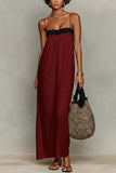 Floral Trim Spaghetti Strap Dress