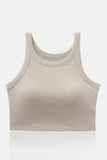 Built-in Cup Round Neck Sleeveless Crop Tank