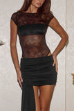 Asymmetrical Skirt Set with Lace Detail