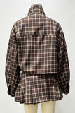 Plaid Zip-Up Mock Neck Short Set