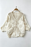 Floral Lace Button Front V-Neck Blouse