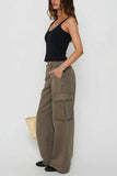 High-Waist Wide-Leg Cargo Casual Pants