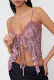 Tie-Front Ruffle Lace Trim Cami