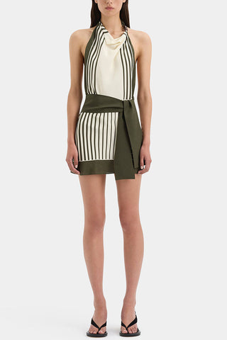 Halter Neck Stripe Open Back Dress