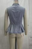 Frog Closure Peplum Vest Top