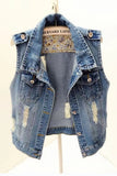 Distressed Button-Collar Vest