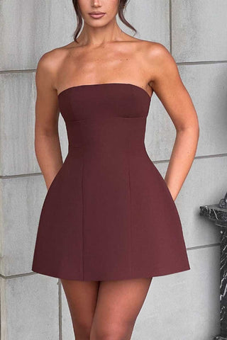 Strapless Sweetheart Fit and Flare Mini Dress