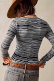 Striped Knit Crew Neck Crop Top